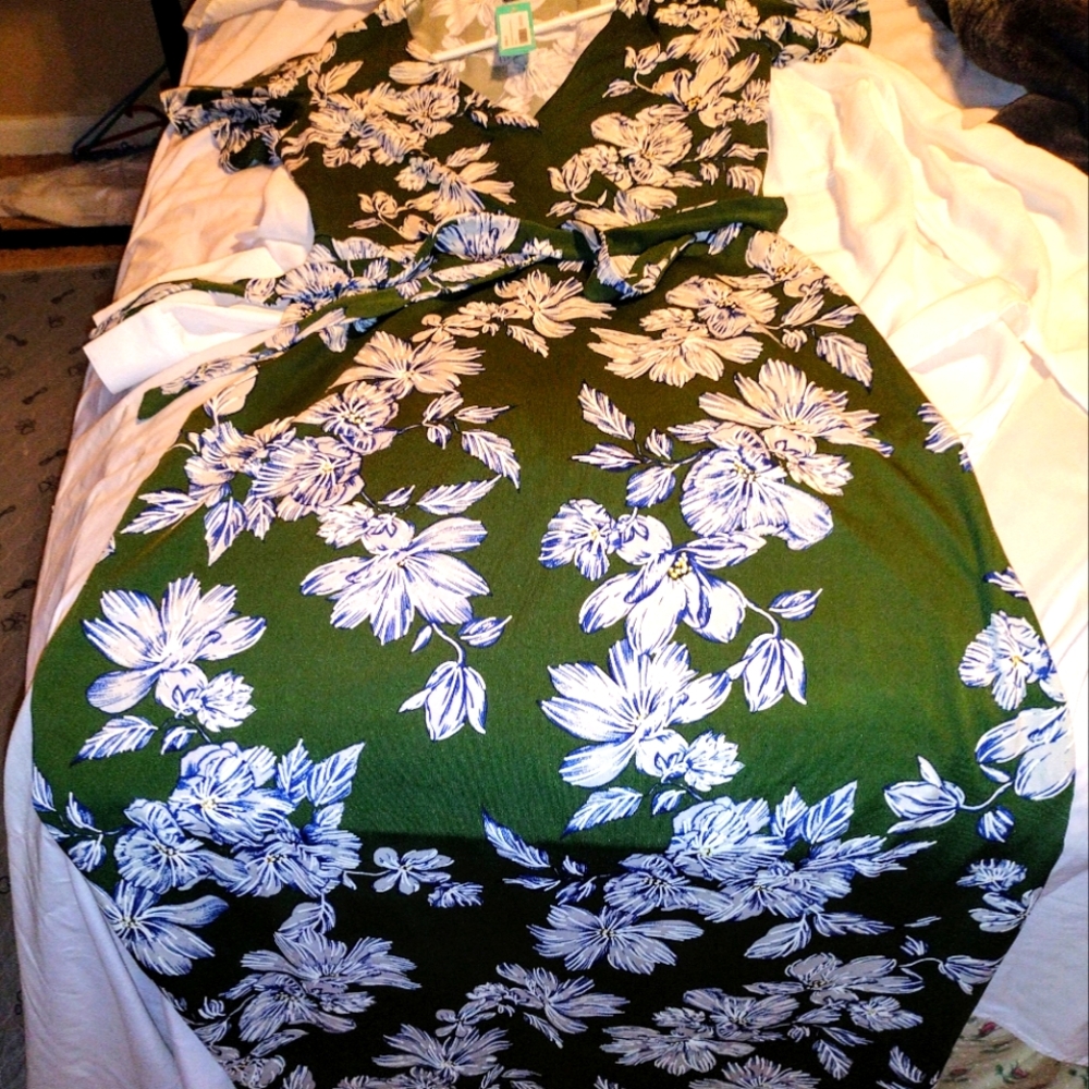 Fortune & Ivy Long Wrap Dress Floral Pattern